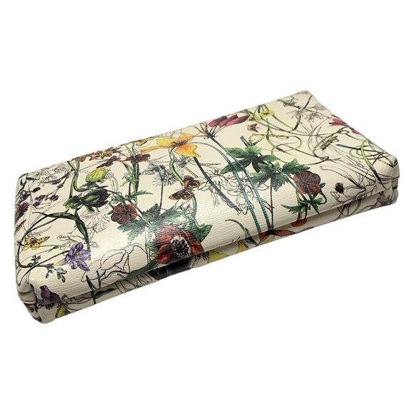 GUCCI Kris Knight Flora Beige Green Red Leather Pouch 354-032925 - Picture 3 of 5